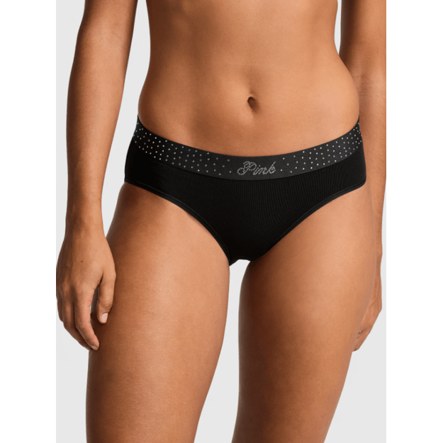 Victoria's Secret "Hiphugger Pure Black Diamante Waistband" kelnaitės