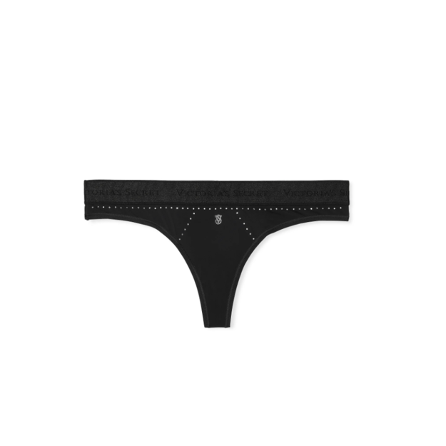 Victoria's Secret "Logo Micro Shine Black" kelnaitės