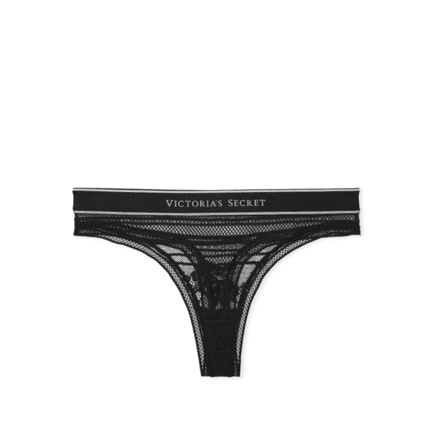 Victoria's Secret "Lace Thong Black" kelnaitės